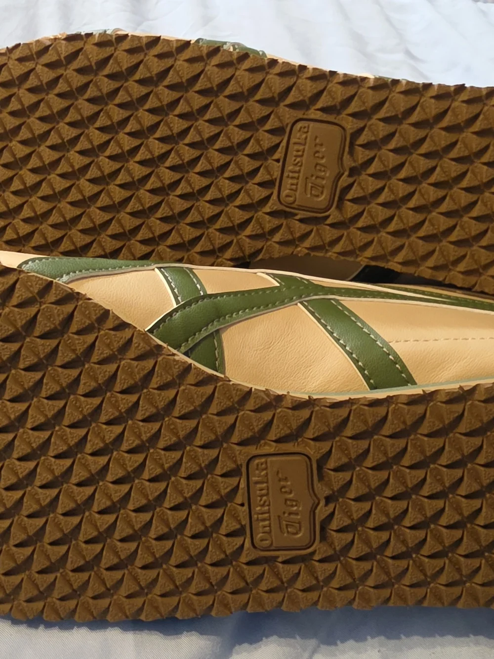 Onitsuka Tiger by Asics Beige and Olive Green Low-Top Sneakers